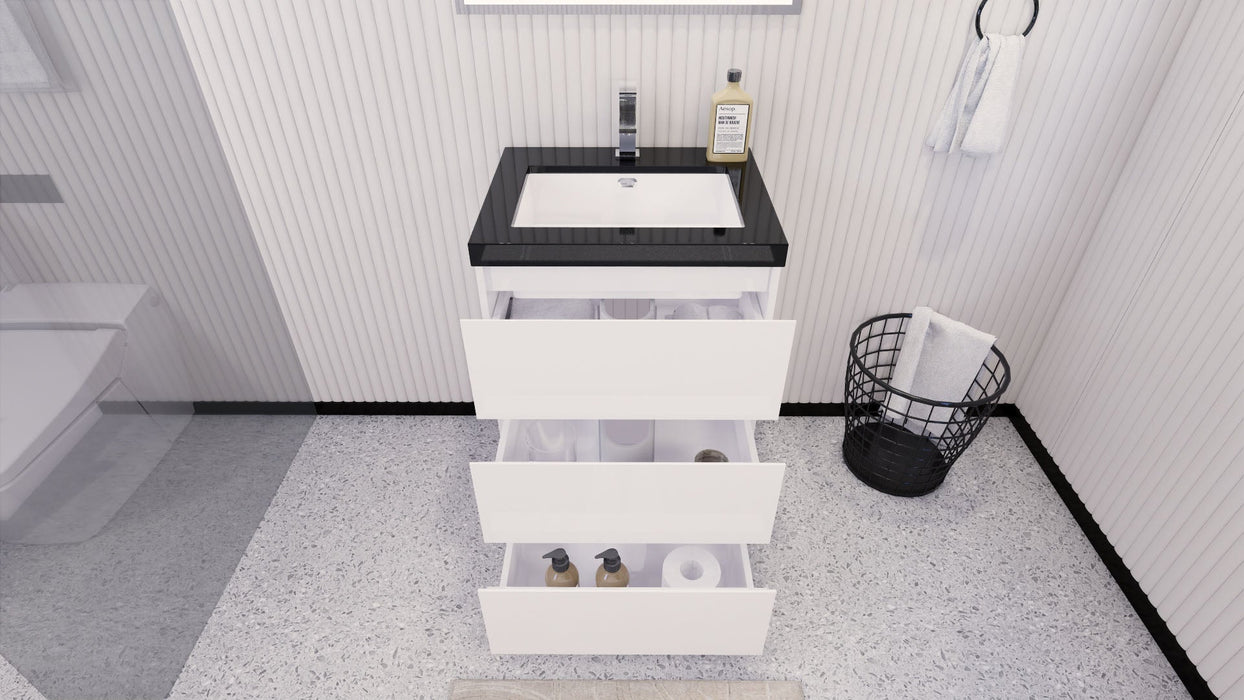 Stanley 24" Freestanding Bathroom Vanity with Reinforced Acrylic Sink and Cabinet Storage