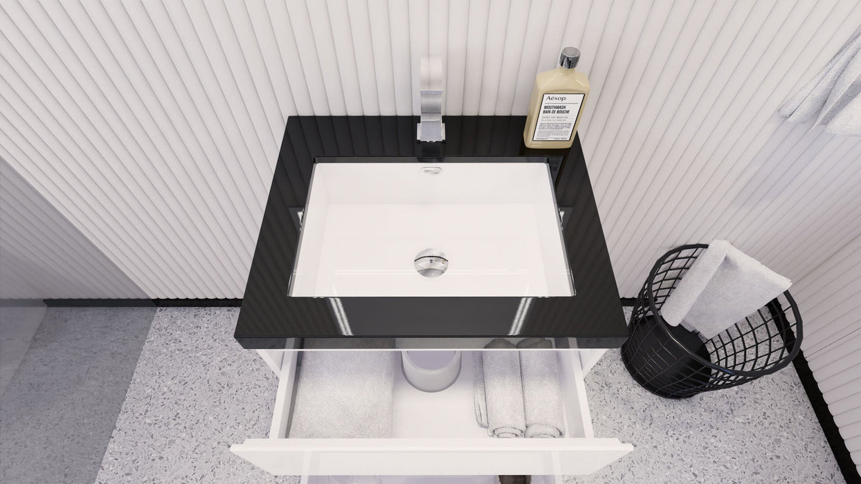 Stanley 24" Freestanding Bathroom Vanity with Reinforced Acrylic Sink and Cabinet Storage