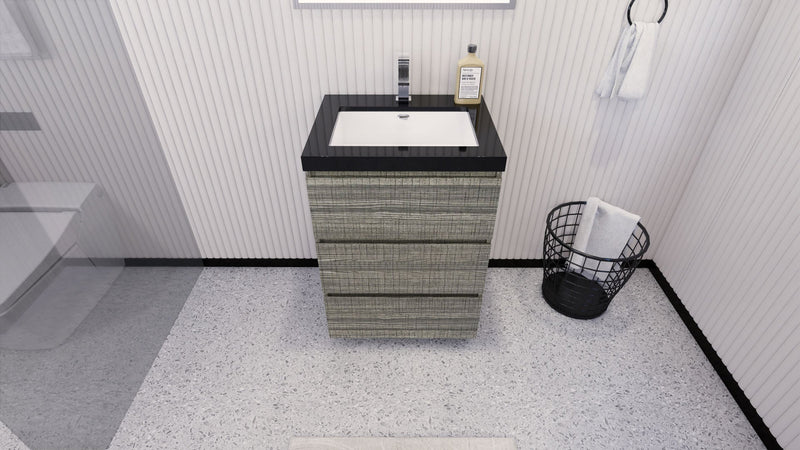 Stanley 24" Freestanding Bathroom Vanity with Reinforced Acrylic Sink and Cabinet Storage