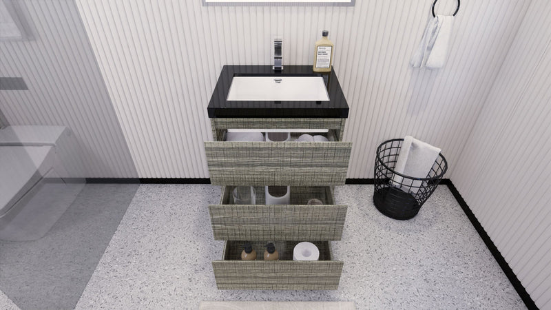 Stanley 24" Freestanding Bathroom Vanity with Reinforced Acrylic Sink and Cabinet Storage