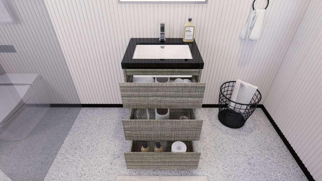 Stanley 24" Freestanding Bathroom Vanity with Reinforced Acrylic Sink and Cabinet Storage