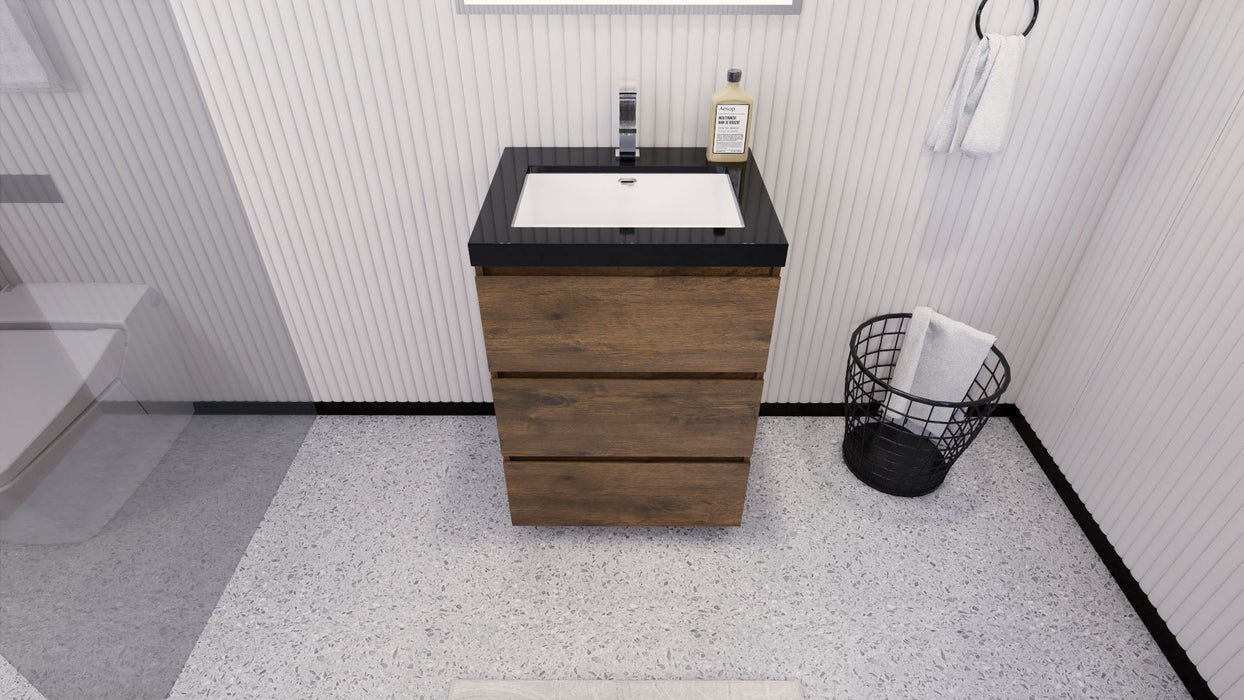 Stanley 24" Freestanding Bathroom Vanity with Reinforced Acrylic Sink and Cabinet Storage