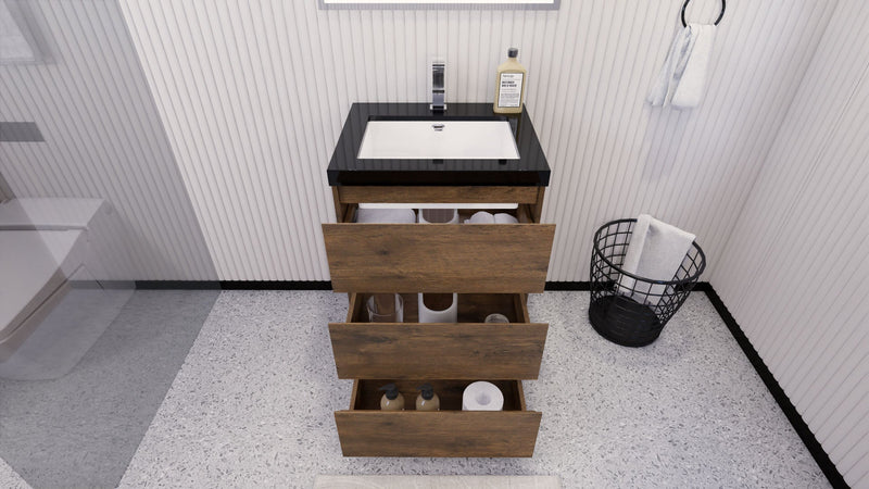 Stanley 24" Freestanding Bathroom Vanity with Reinforced Acrylic Sink and Cabinet Storage