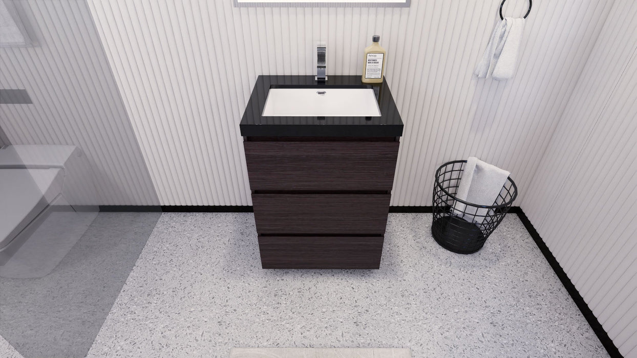 Stanley 24" Freestanding Bathroom Vanity with Reinforced Acrylic Sink and Cabinet Storage