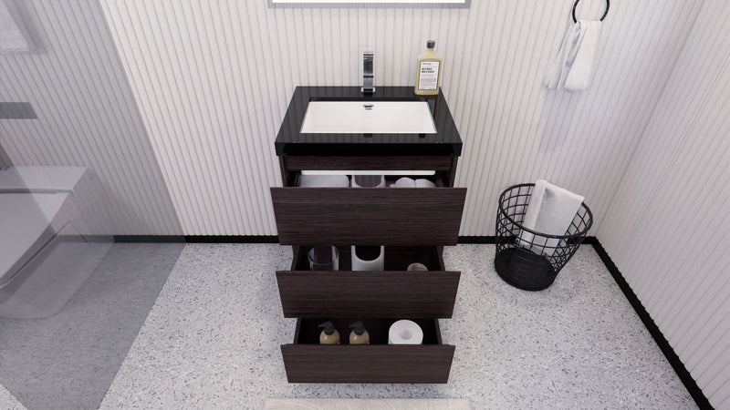 Stanley 24" Freestanding Bathroom Vanity with Reinforced Acrylic Sink and Cabinet Storage