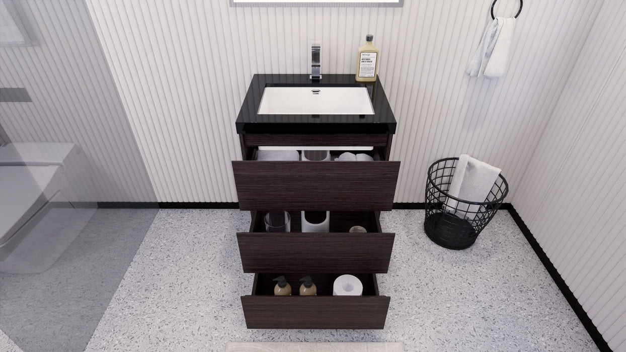 Stanley 24" Freestanding Bathroom Vanity with Reinforced Acrylic Sink and Cabinet Storage