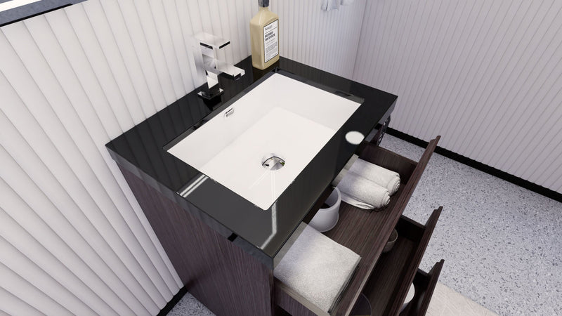 Stanley 24" Freestanding Bathroom Vanity with Reinforced Acrylic Sink and Cabinet Storage