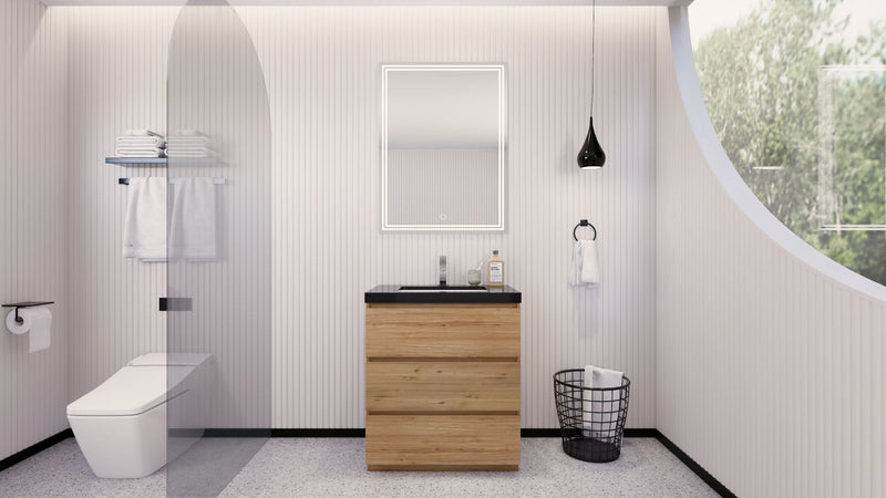 Stanley 30" Freestanding Bathroom Vanity with Reinforced Acrylic Sink and Cabinet Storage