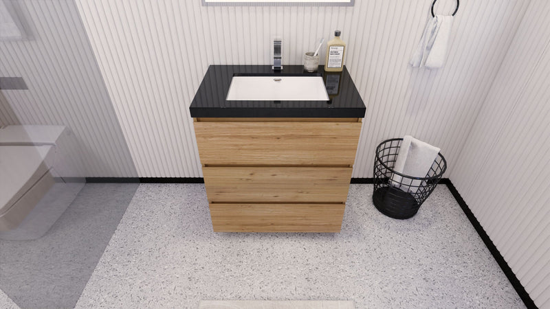 Stanley 30" Freestanding Bathroom Vanity with Reinforced Acrylic Sink and Cabinet Storage