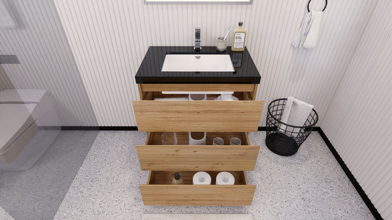 Stanley 30" Freestanding Bathroom Vanity with Reinforced Acrylic Sink and Cabinet Storage