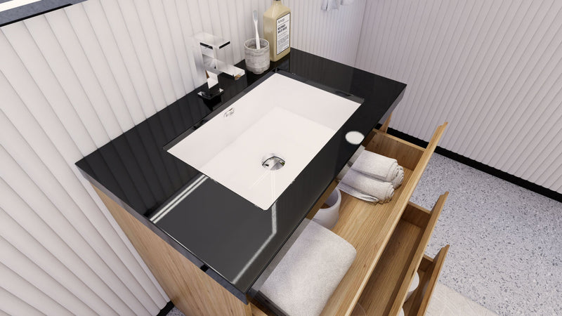 Stanley 30" Freestanding Bathroom Vanity with Reinforced Acrylic Sink and Cabinet Storage