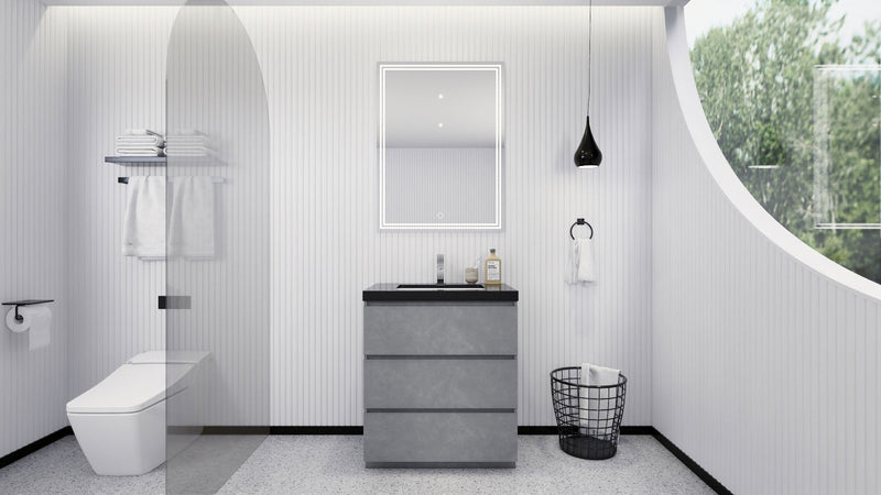Stanley 30" Freestanding Bathroom Vanity with Reinforced Acrylic Sink and Cabinet Storage