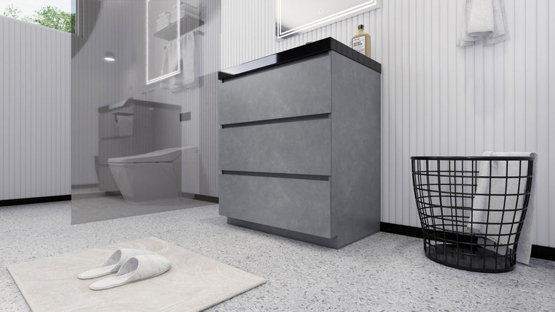 Stanley 30" Freestanding Bathroom Vanity with Reinforced Acrylic Sink and Cabinet Storage