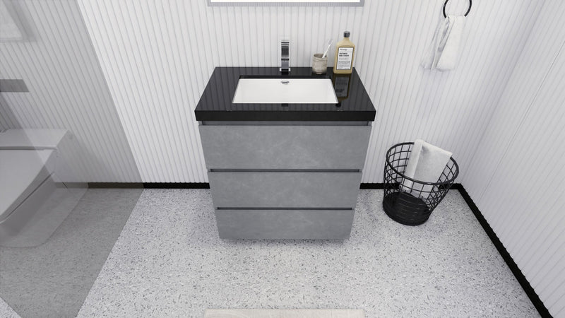 Stanley 30" Freestanding Bathroom Vanity with Reinforced Acrylic Sink and Cabinet Storage