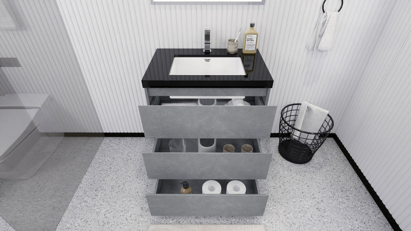 Stanley 30" Freestanding Bathroom Vanity with Reinforced Acrylic Sink and Cabinet Storage