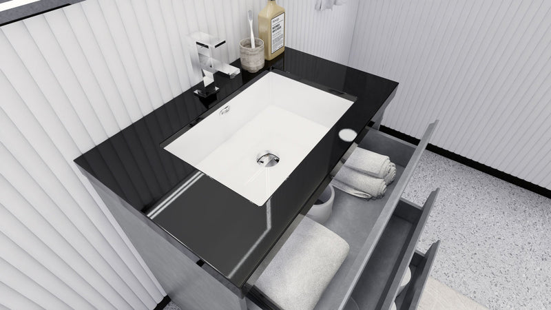 Stanley 30" Freestanding Bathroom Vanity with Reinforced Acrylic Sink and Cabinet Storage