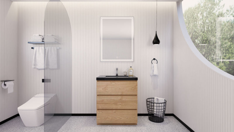 Stanley 30" Freestanding Bathroom Vanity with Reinforced Acrylic Sink and Cabinet Storage