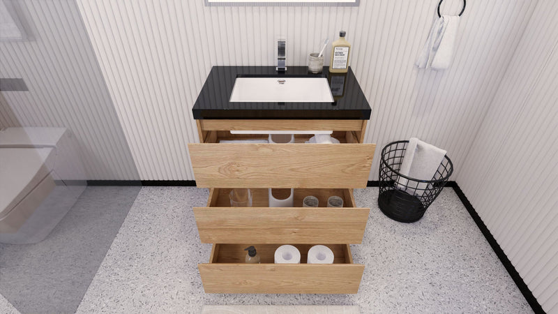 Stanley 30" Freestanding Bathroom Vanity with Reinforced Acrylic Sink and Cabinet Storage