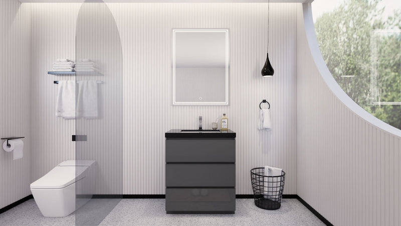 Stanley 30" Freestanding Bathroom Vanity with Reinforced Acrylic Sink and Cabinet Storage