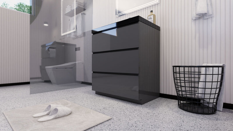 Stanley 30" Freestanding Bathroom Vanity with Reinforced Acrylic Sink and Cabinet Storage