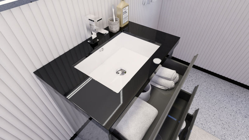 Stanley 30" Freestanding Bathroom Vanity with Reinforced Acrylic Sink and Cabinet Storage