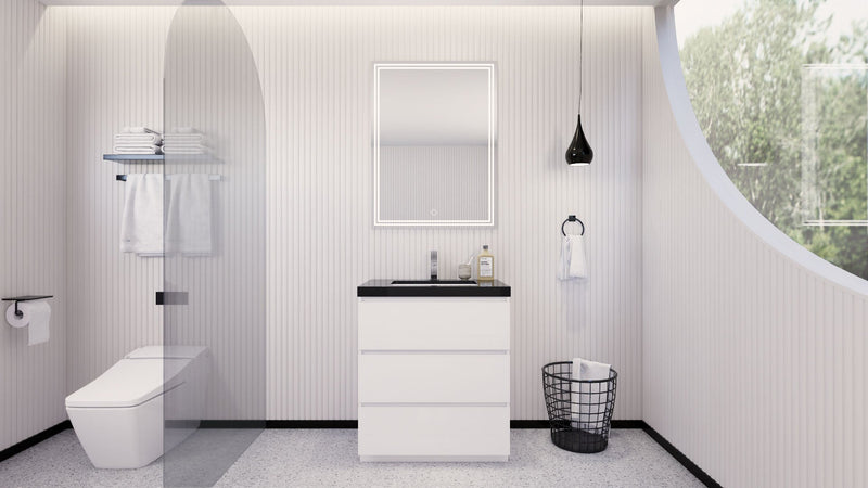 Stanley 30" Freestanding Bathroom Vanity with Reinforced Acrylic Sink and Cabinet Storage