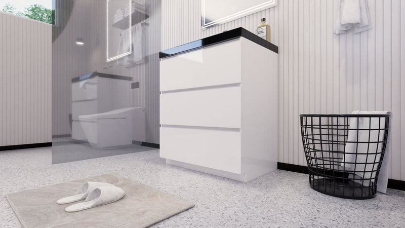 Stanley 30" Freestanding Bathroom Vanity with Reinforced Acrylic Sink and Cabinet Storage