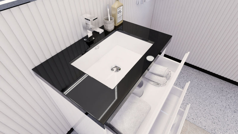Stanley 30" Freestanding Bathroom Vanity with Reinforced Acrylic Sink and Cabinet Storage