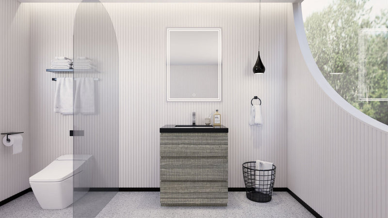 Stanley 30" Freestanding Bathroom Vanity with Reinforced Acrylic Sink and Cabinet Storage