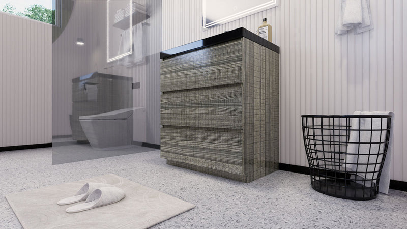 Stanley 30" Freestanding Bathroom Vanity with Reinforced Acrylic Sink and Cabinet Storage