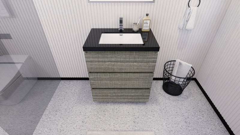Stanley 30" Freestanding Bathroom Vanity with Reinforced Acrylic Sink and Cabinet Storage