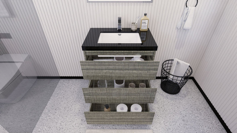 Stanley 30" Freestanding Bathroom Vanity with Reinforced Acrylic Sink and Cabinet Storage