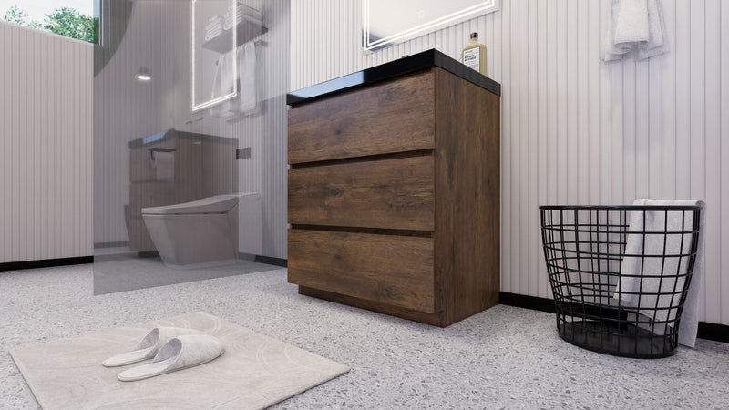 Stanley 30" Freestanding Bathroom Vanity with Reinforced Acrylic Sink and Cabinet Storage