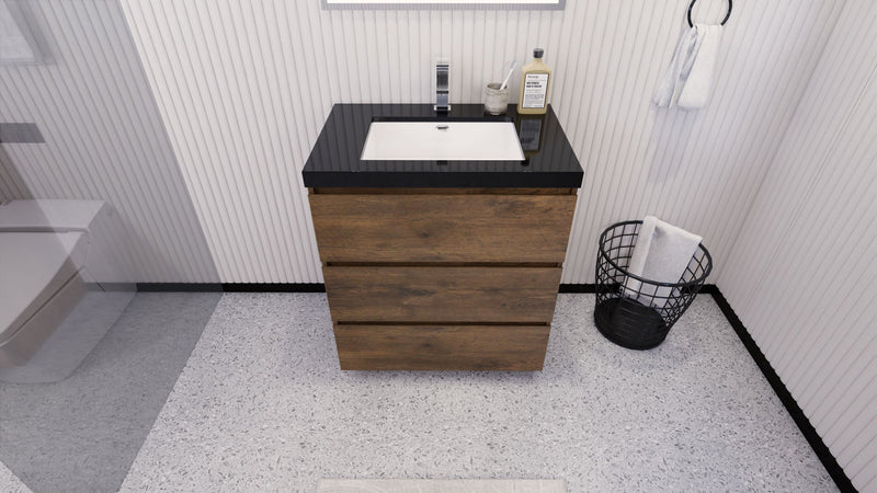 Stanley 30" Freestanding Bathroom Vanity with Reinforced Acrylic Sink and Cabinet Storage