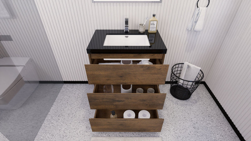 Stanley 30" Freestanding Bathroom Vanity with Reinforced Acrylic Sink and Cabinet Storage