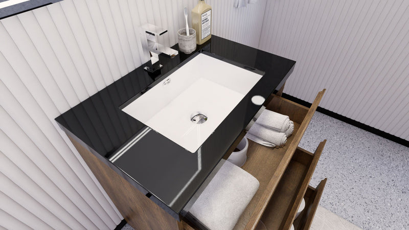 Stanley 30" Freestanding Bathroom Vanity with Reinforced Acrylic Sink and Cabinet Storage