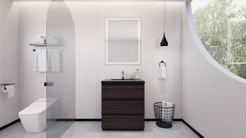 Stanley 30" Freestanding Bathroom Vanity with Reinforced Acrylic Sink and Cabinet Storage
