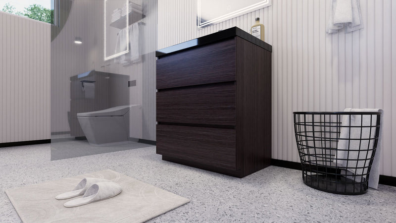 Stanley 30" Freestanding Bathroom Vanity with Reinforced Acrylic Sink and Cabinet Storage