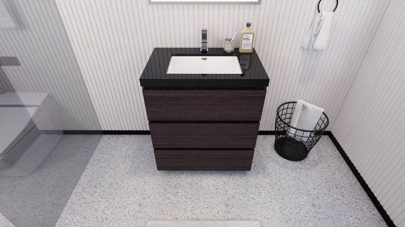 Stanley 30" Freestanding Bathroom Vanity with Reinforced Acrylic Sink and Cabinet Storage