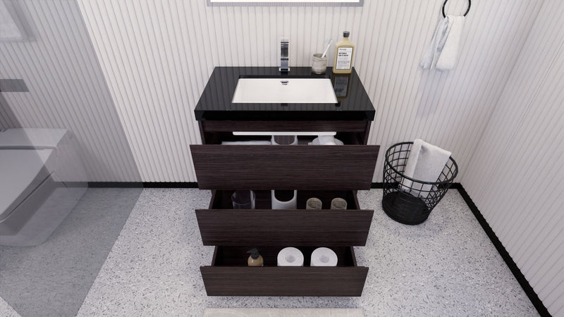 Stanley 30" Freestanding Bathroom Vanity with Reinforced Acrylic Sink and Cabinet Storage