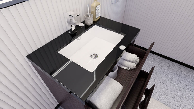 Stanley 30" Freestanding Bathroom Vanity with Reinforced Acrylic Sink and Cabinet Storage