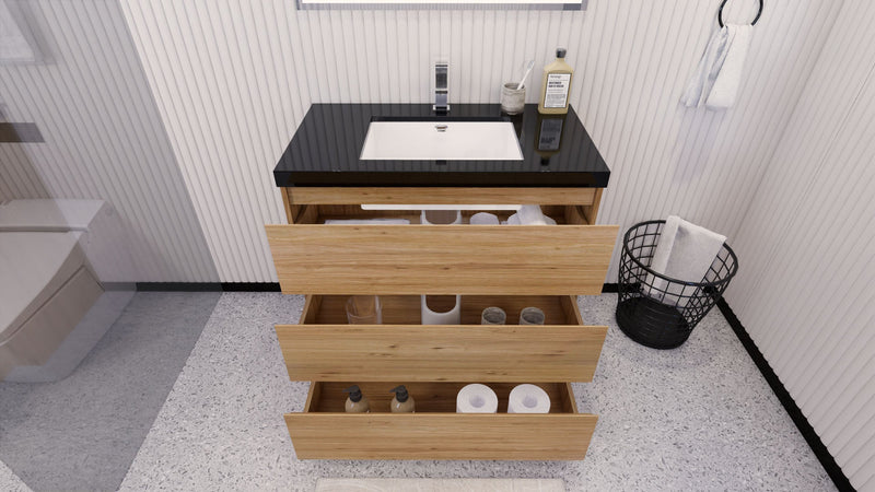 Stanley 36" Freestanding Bathroom Vanity with Reinforced Acrylic Sink and Cabinet Storage