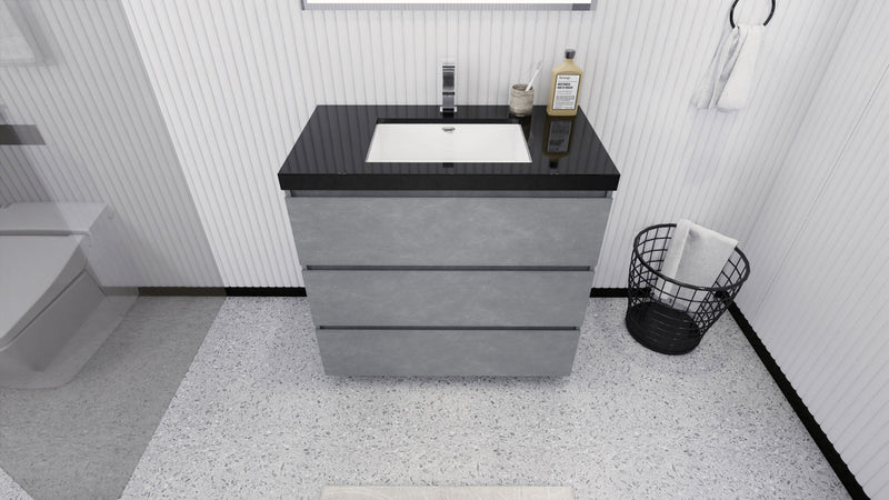 Stanley 36" Freestanding Bathroom Vanity with Reinforced Acrylic Sink and Cabinet Storage