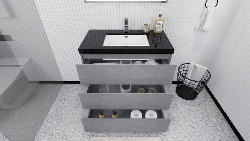 Stanley 36" Freestanding Bathroom Vanity with Reinforced Acrylic Sink and Cabinet Storage