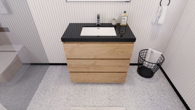 Stanley 36" Freestanding Bathroom Vanity with Reinforced Acrylic Sink and Cabinet Storage