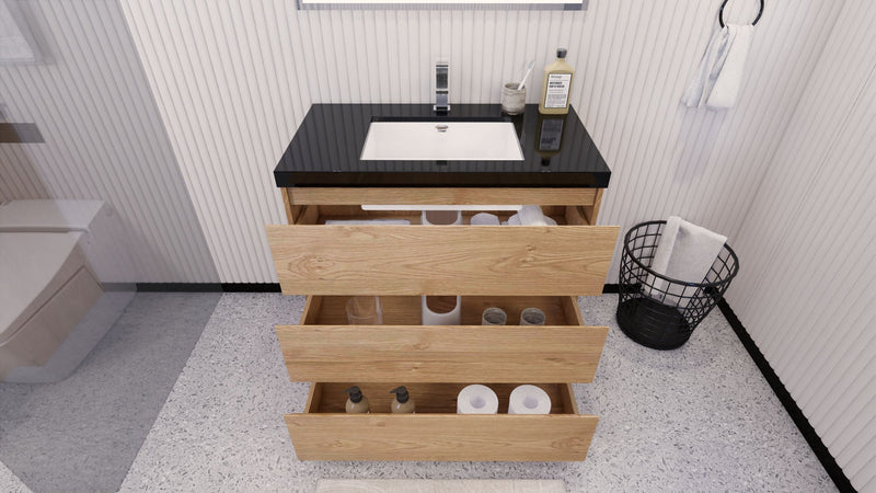 Stanley 36" Freestanding Bathroom Vanity with Reinforced Acrylic Sink and Cabinet Storage