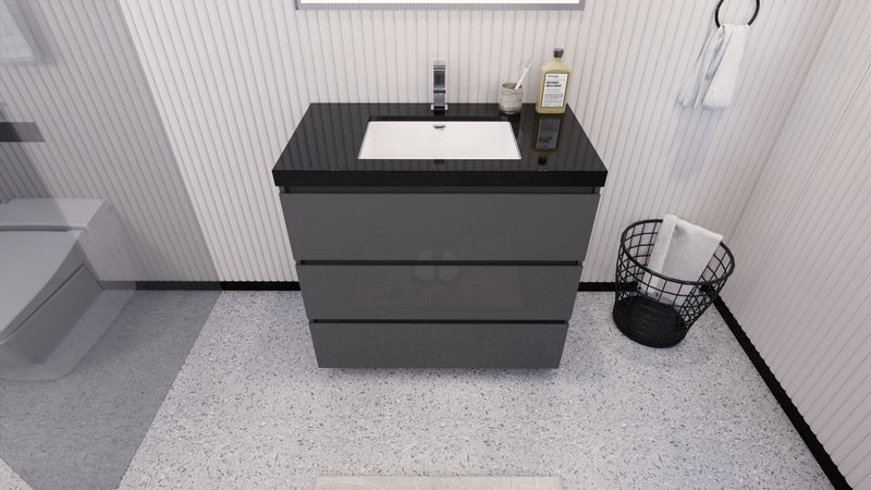 Stanley 36" Freestanding Bathroom Vanity with Reinforced Acrylic Sink and Cabinet Storage