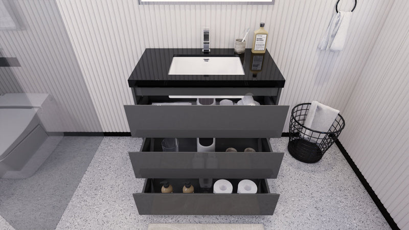 Stanley 36" Freestanding Bathroom Vanity with Reinforced Acrylic Sink and Cabinet Storage