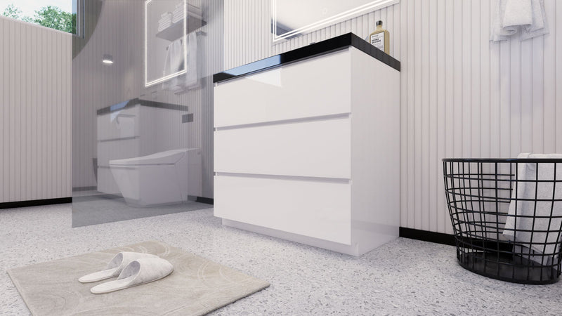 Stanley 36" Freestanding Bathroom Vanity with Reinforced Acrylic Sink and Cabinet Storage