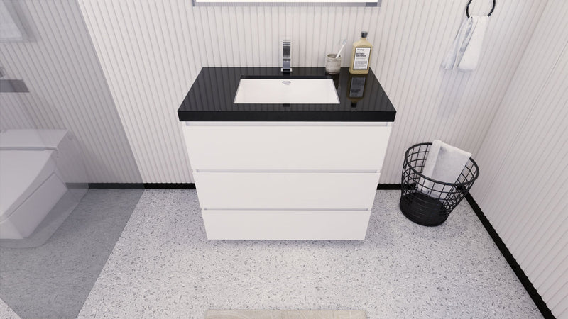 Stanley 36" Freestanding Bathroom Vanity with Reinforced Acrylic Sink and Cabinet Storage